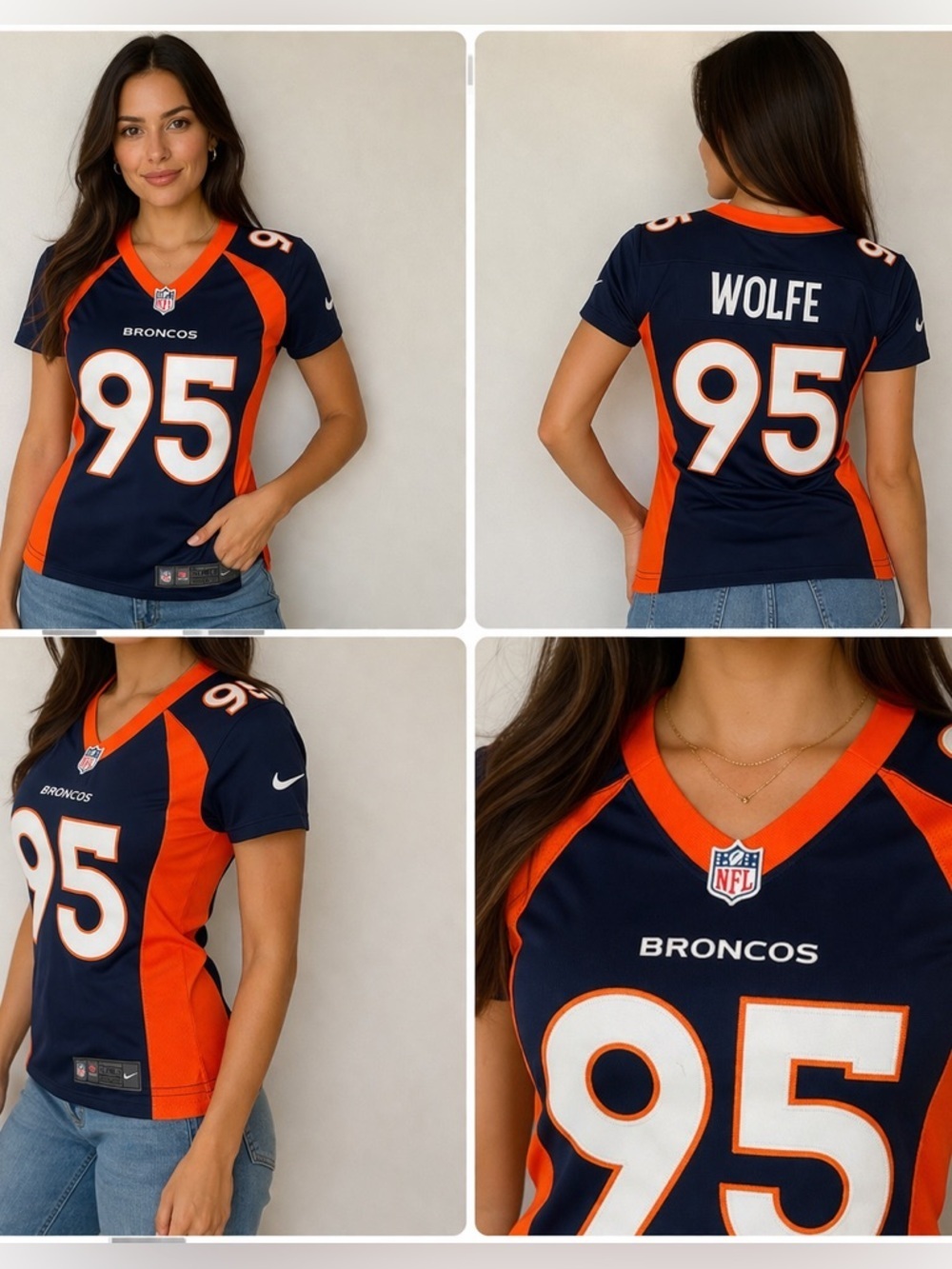 Nike Denver Broncos Wolfe #95 On Field Jersey Womens Small Fitted NFL